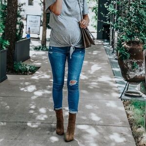 Simple Society Maternity Large Skinny Distressed Stylish Blue Jeans